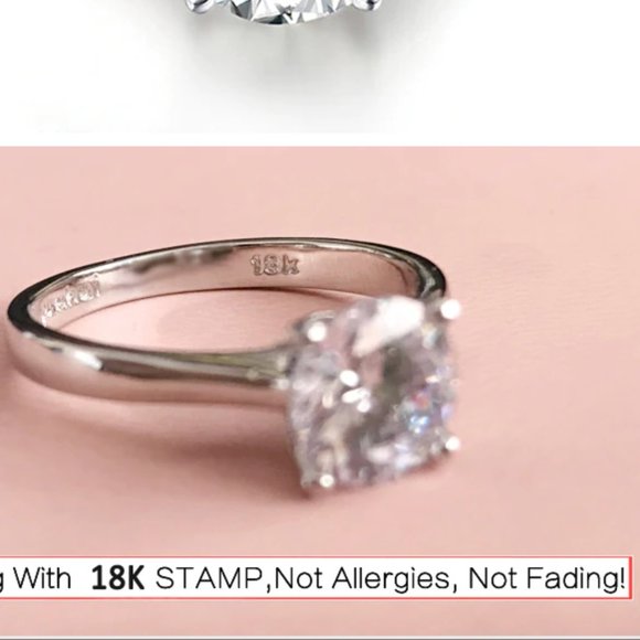 🛳 2Ct Luxury Solitaire Diamond Ring 18K White Gold - Picture 16 of 16